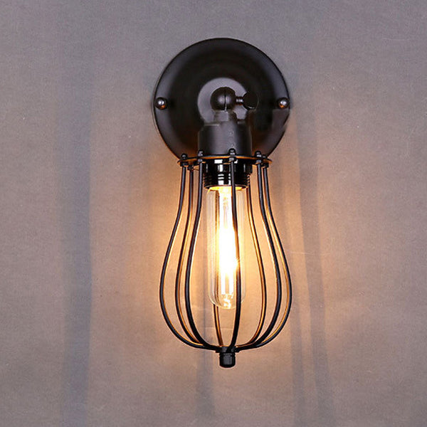 Contemporáneo Industrial Tapa de Olla de Hierro Lámpara de Aplique de Pared de 1 Luz Para Comedor 