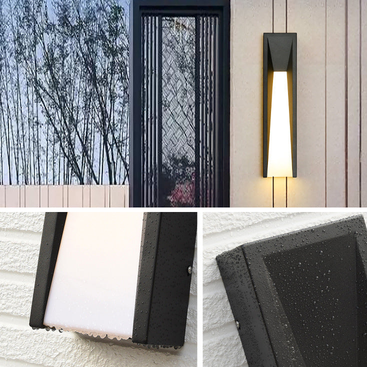 Moderne minimalistische wasserdichte rechteckige Edelstahl-Acryl-LED-Außenwandleuchte für den Garten 