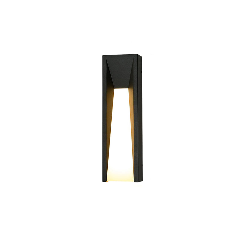 Moderne minimalistische wasserdichte rechteckige Edelstahl-Acryl-LED-Außenwandleuchte für den Garten 