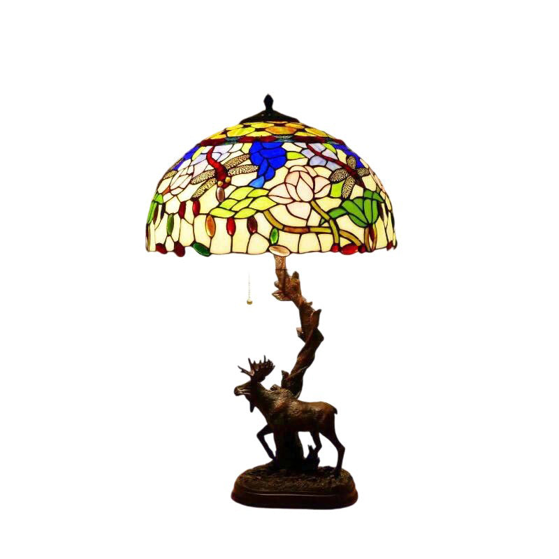 Traditionelle Tiffany-Hirschharzglas 1-Licht-Tischlampe für das Studium 
