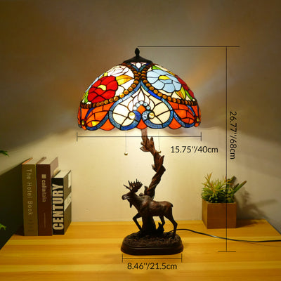 Traditionelle Tiffany-Hirschharzglas 1-Licht-Tischlampe für das Studium 