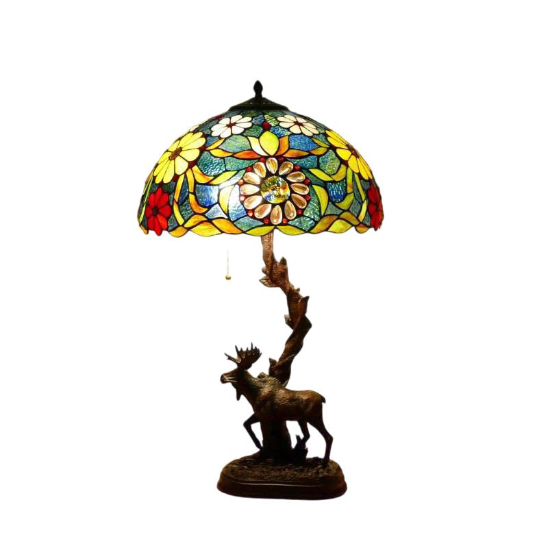 Traditionelle Tiffany-Hirschharzglas 1-Licht-Tischlampe für das Studium 