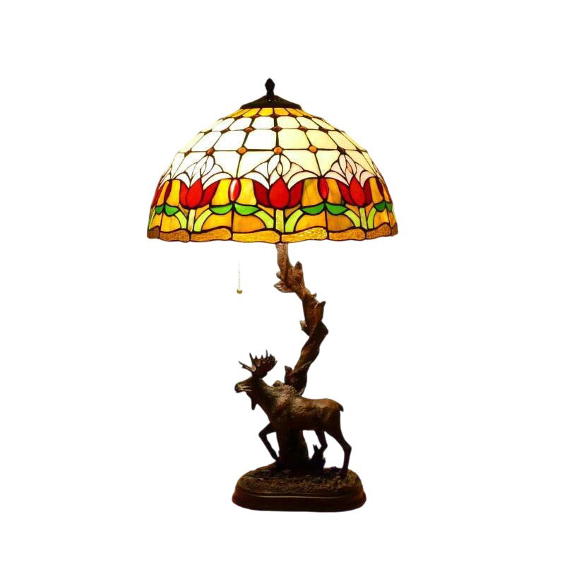 Traditionelle Tiffany-Hirschharzglas 1-Licht-Tischlampe für das Studium 