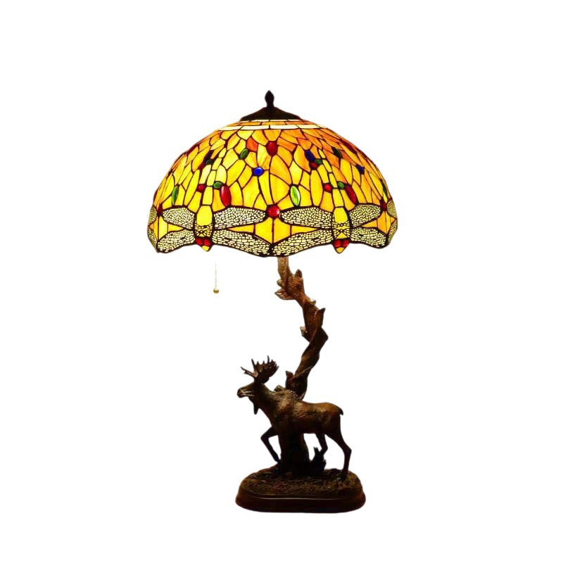 Traditionelle Tiffany-Hirschharzglas 1-Licht-Tischlampe für das Studium 