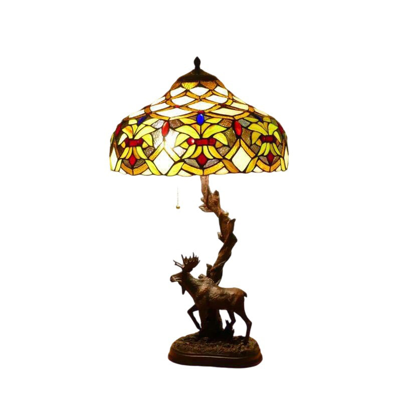 Traditionelle Tiffany-Hirschharzglas 1-Licht-Tischlampe für das Studium 