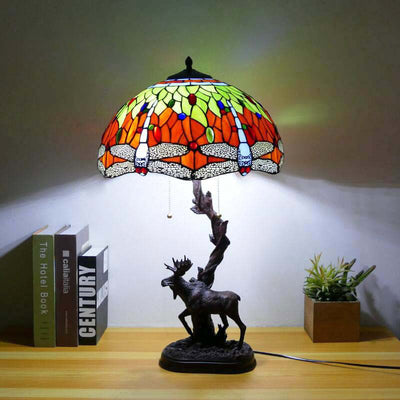 Traditionelle Tiffany-Hirschharzglas 1-Licht-Tischlampe für das Studium 