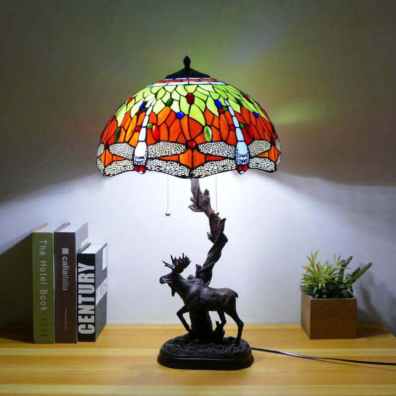 Traditionelle Tiffany-Hirschharzglas 1-Licht-Tischlampe für das Studium 