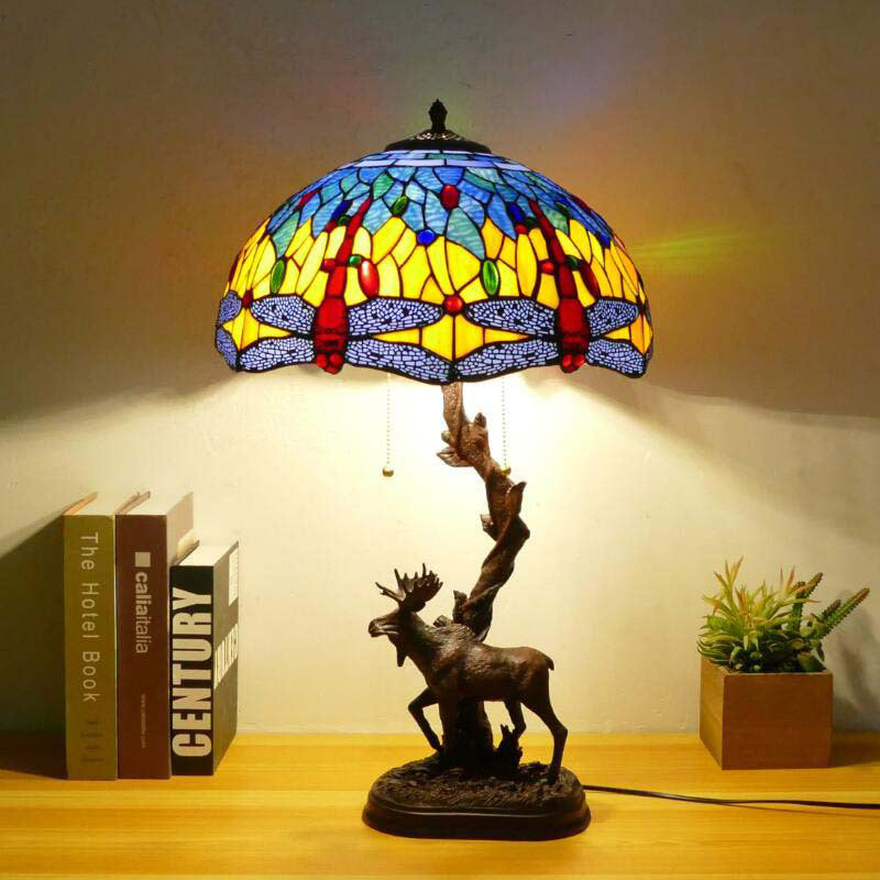 Traditionelle Tiffany-Hirschharzglas 1-Licht-Tischlampe für das Studium 