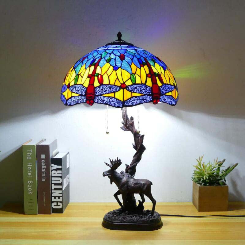 Traditionelle Tiffany-Hirschharzglas 1-Licht-Tischlampe für das Studium 