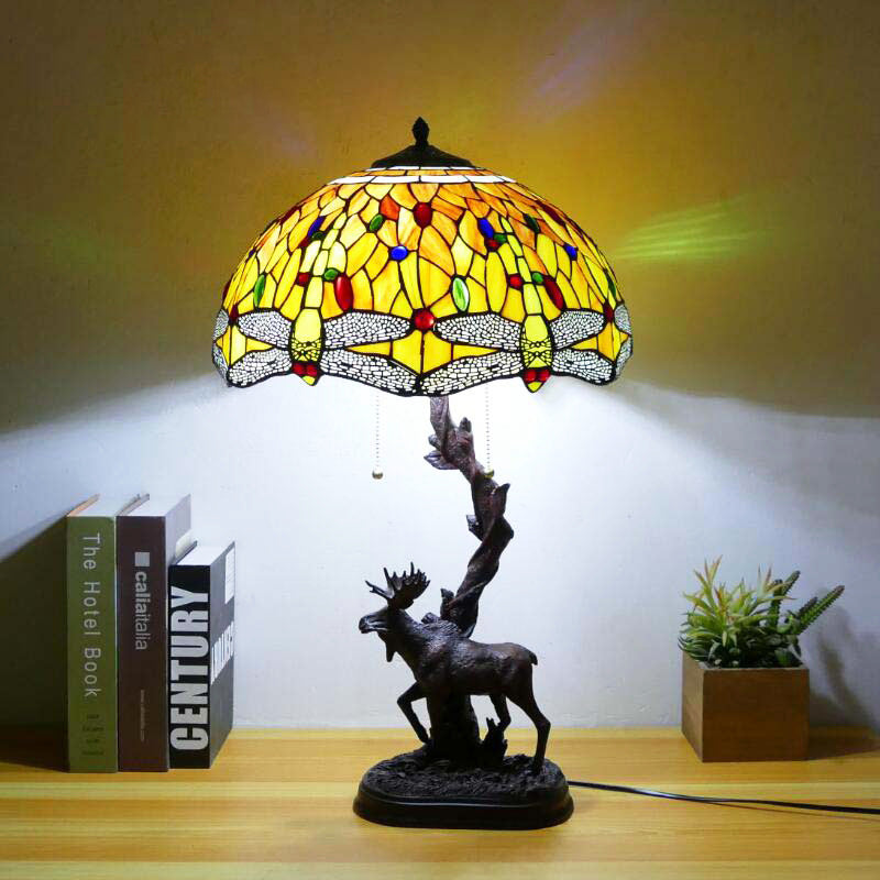 Traditionelle Tiffany-Hirschharzglas 1-Licht-Tischlampe für das Studium 