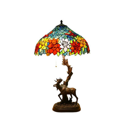 Traditionelle Tiffany-Hirschharzglas 1-Licht-Tischlampe für das Studium 