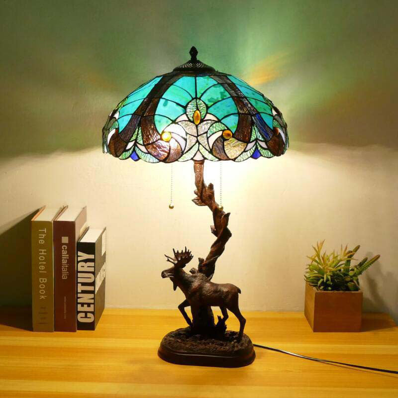 Traditionelle Tiffany-Hirschharzglas 1-Licht-Tischlampe für das Studium 