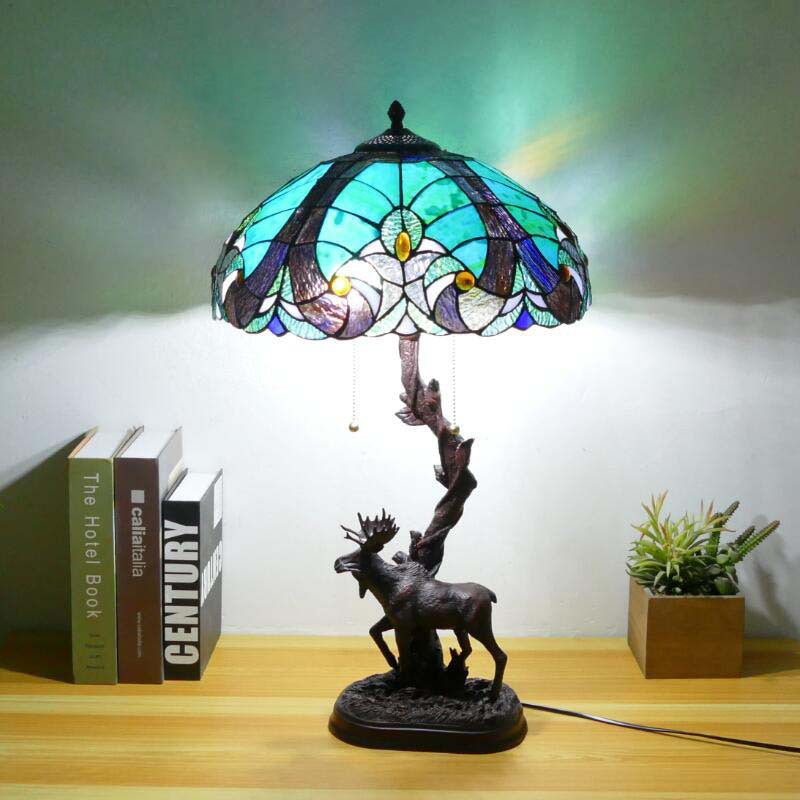 Traditionelle Tiffany-Hirschharzglas 1-Licht-Tischlampe für das Studium 