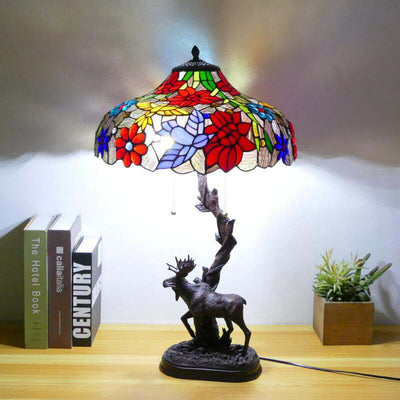 Traditionelle Tiffany-Hirschharzglas 1-Licht-Tischlampe für das Studium 