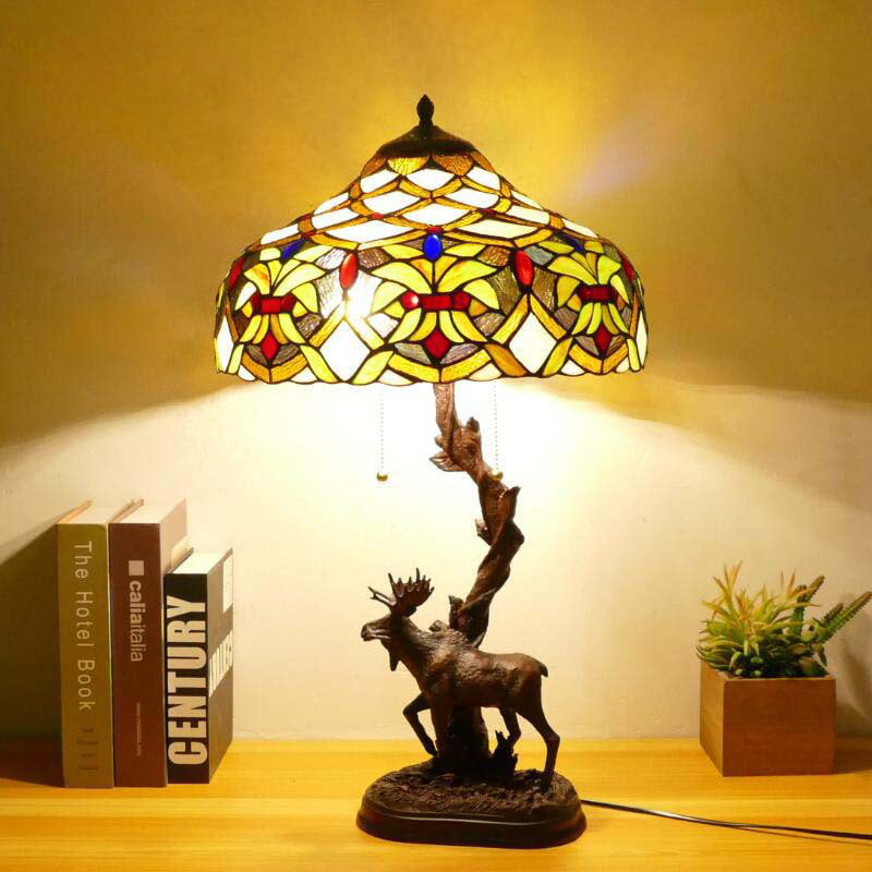 Traditionelle Tiffany-Hirschharzglas 1-Licht-Tischlampe für das Studium 