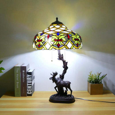 Traditionelle Tiffany-Hirschharzglas 1-Licht-Tischlampe für das Studium 