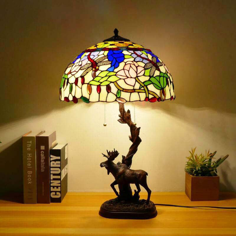 Traditionelle Tiffany-Hirschharzglas 1-Licht-Tischlampe für das Studium 
