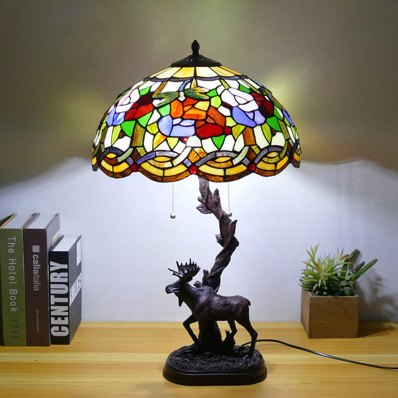 Traditionelle Tiffany-Hirschharzglas 1-Licht-Tischlampe für das Studium 