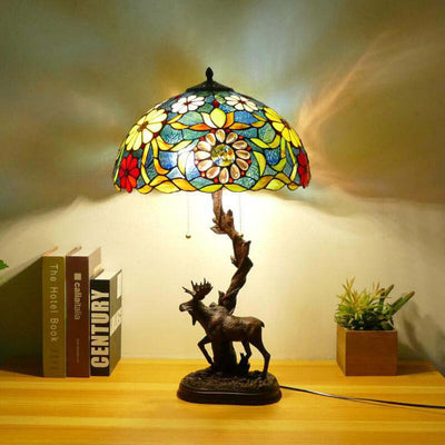 Traditionelle Tiffany-Hirschharzglas 1-Licht-Tischlampe für das Studium 