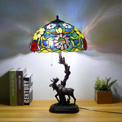 Traditionelle Tiffany-Hirschharzglas 1-Licht-Tischlampe für das Studium 