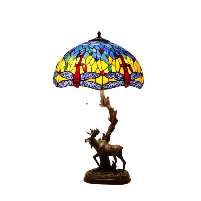 Traditionelle Tiffany-Hirschharzglas 1-Licht-Tischlampe für das Studium 