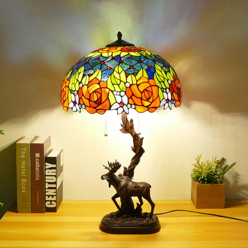 Traditionelle Tiffany-Hirschharzglas 1-Licht-Tischlampe für das Studium 