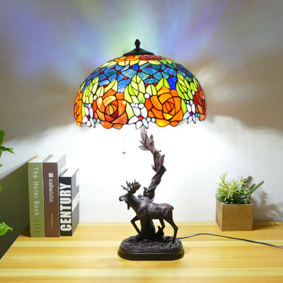 Traditionelle Tiffany-Hirschharzglas 1-Licht-Tischlampe für das Studium 