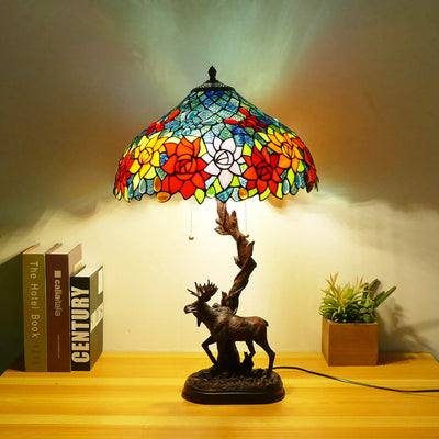 Traditionelle Tiffany-Hirschharzglas 1-Licht-Tischlampe für das Studium 