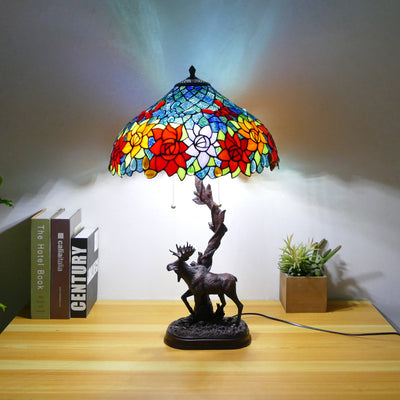 Traditionelle Tiffany-Hirschharzglas 1-Licht-Tischlampe für das Studium 