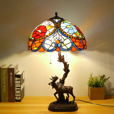 Traditionelle Tiffany-Hirschharzglas 1-Licht-Tischlampe für das Studium 