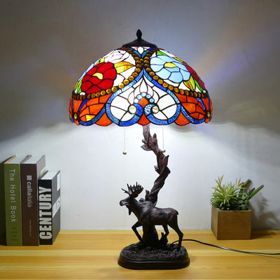 Traditionelle Tiffany-Hirschharzglas 1-Licht-Tischlampe für das Studium 
