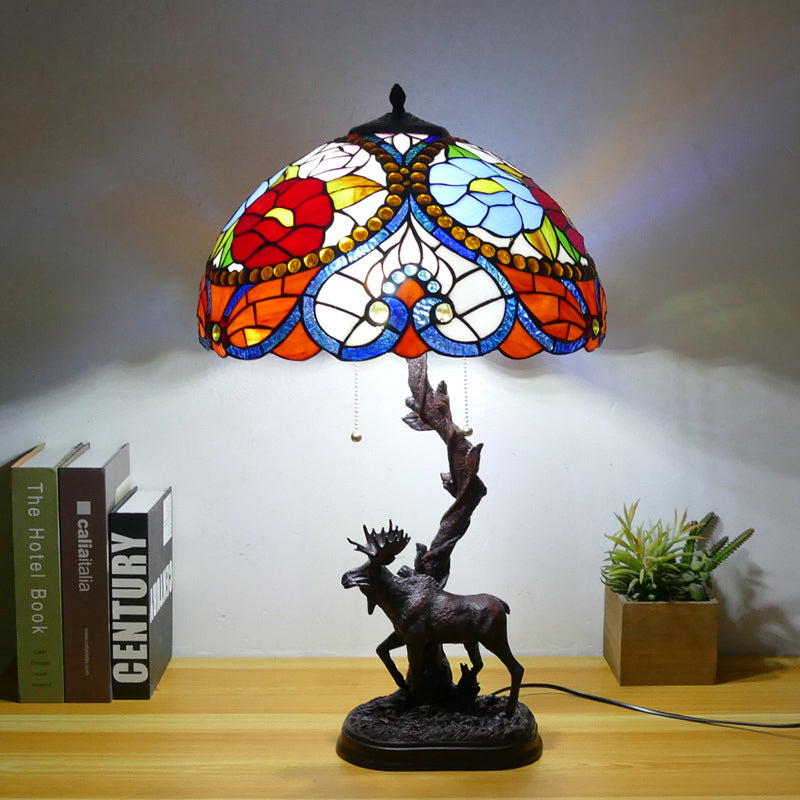 Traditionelle Tiffany-Hirschharzglas 1-Licht-Tischlampe für das Studium 