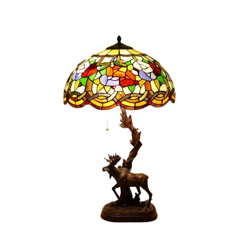 Traditionelle Tiffany-Hirschharzglas 1-Licht-Tischlampe für das Studium 