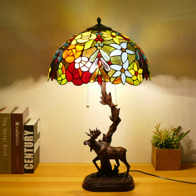 Traditionelle Tiffany-Hirschharzglas 1-Licht-Tischlampe für das Studium 