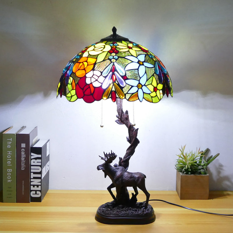 Traditionelle Tiffany-Hirschharzglas 1-Licht-Tischlampe für das Studium 