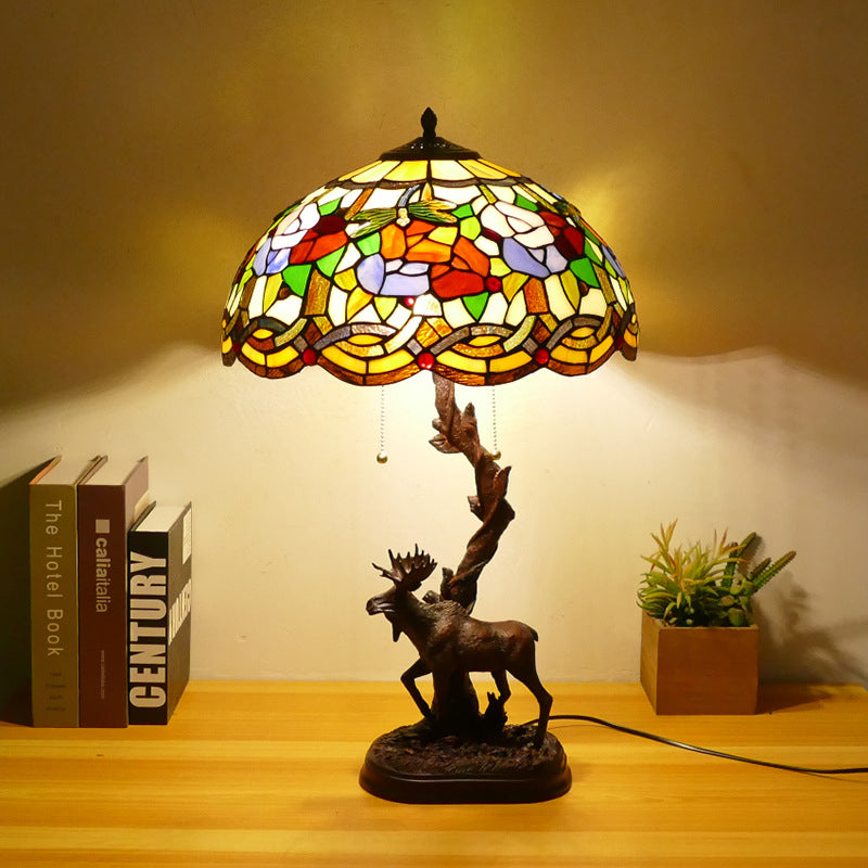 Traditionelle Tiffany-Hirschharzglas 1-Licht-Tischlampe für das Studium 
