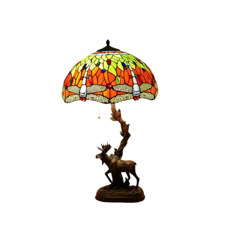 Traditionelle Tiffany-Hirschharzglas 1-Licht-Tischlampe für das Studium 