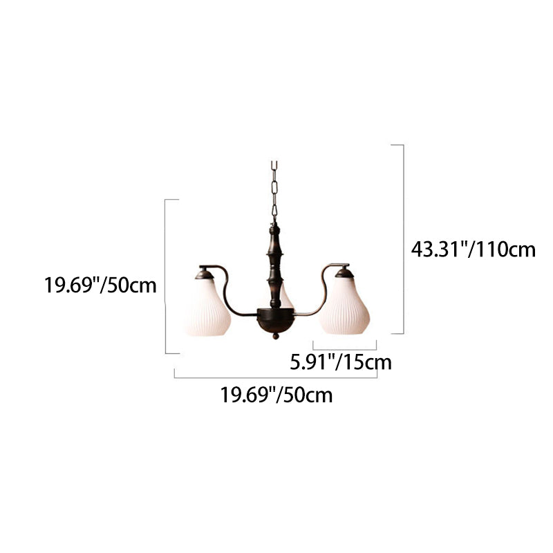 Traditional French Vase Iron PVC 3/5-Light Chandelier For Living Room