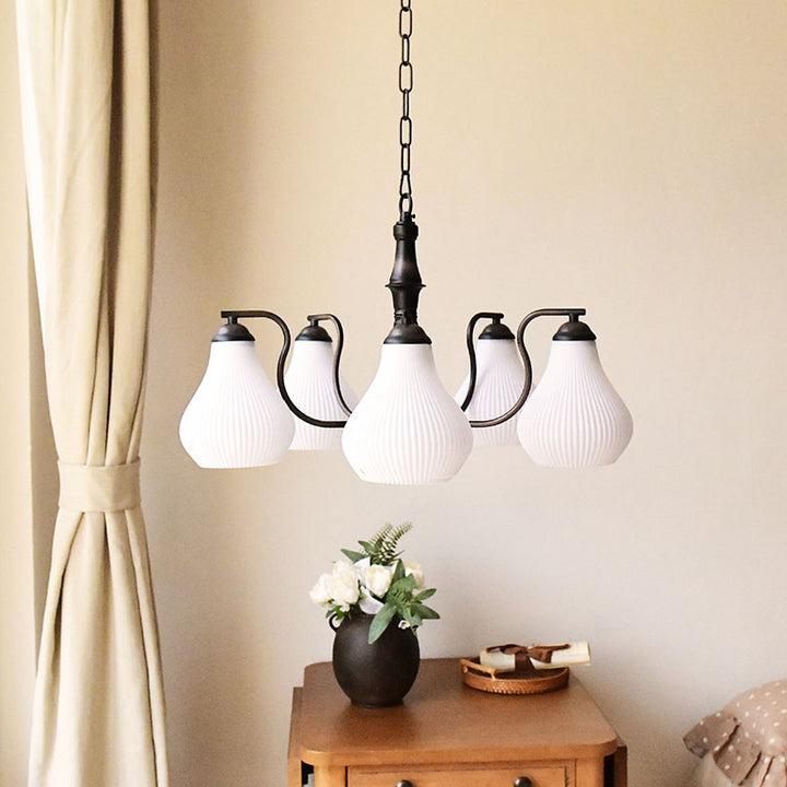 Traditional French Vase Iron PVC 3/5-Light Chandelier For Living Room