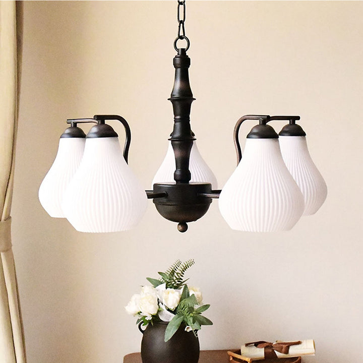 Traditional French Vase Iron PVC 3/5-Light Chandelier For Living Room