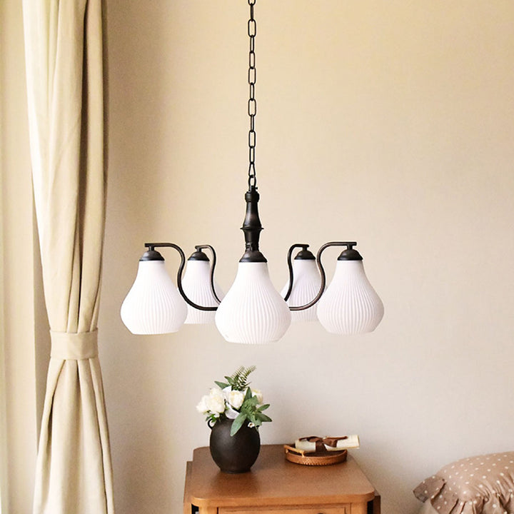 Traditional French Vase Iron PVC 3/5-Light Chandelier For Living Room