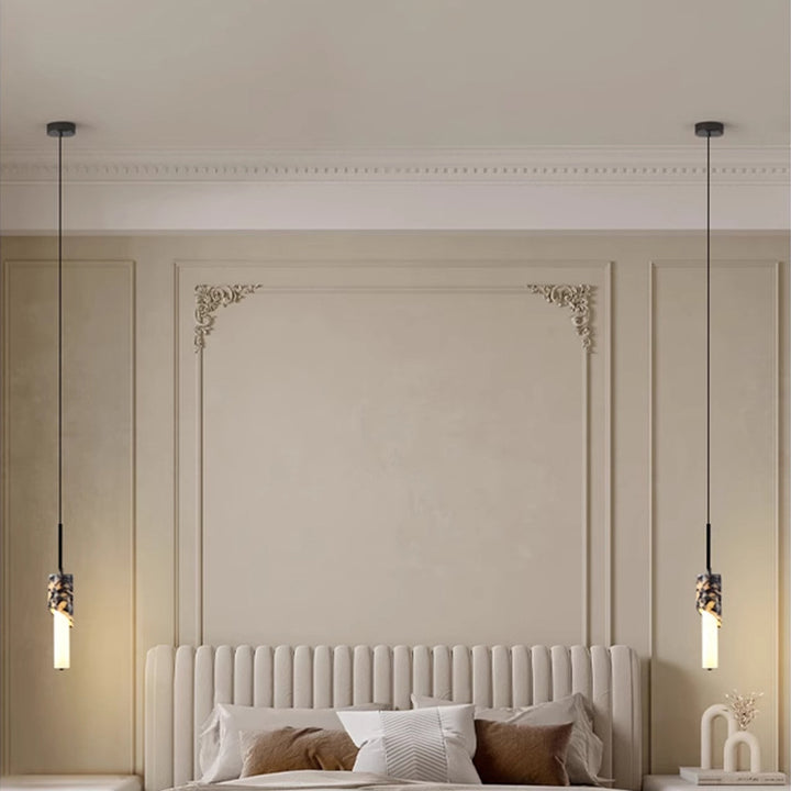 Lustre à LED en métal, marbre et verre moderne de luxe pour chambre 