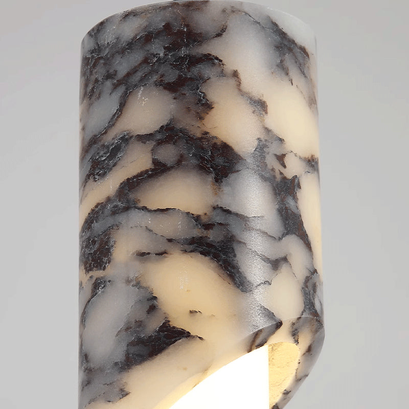 Modern Luxury Columnar Metal Marble Glass LED Pendant Light For Bedroom
