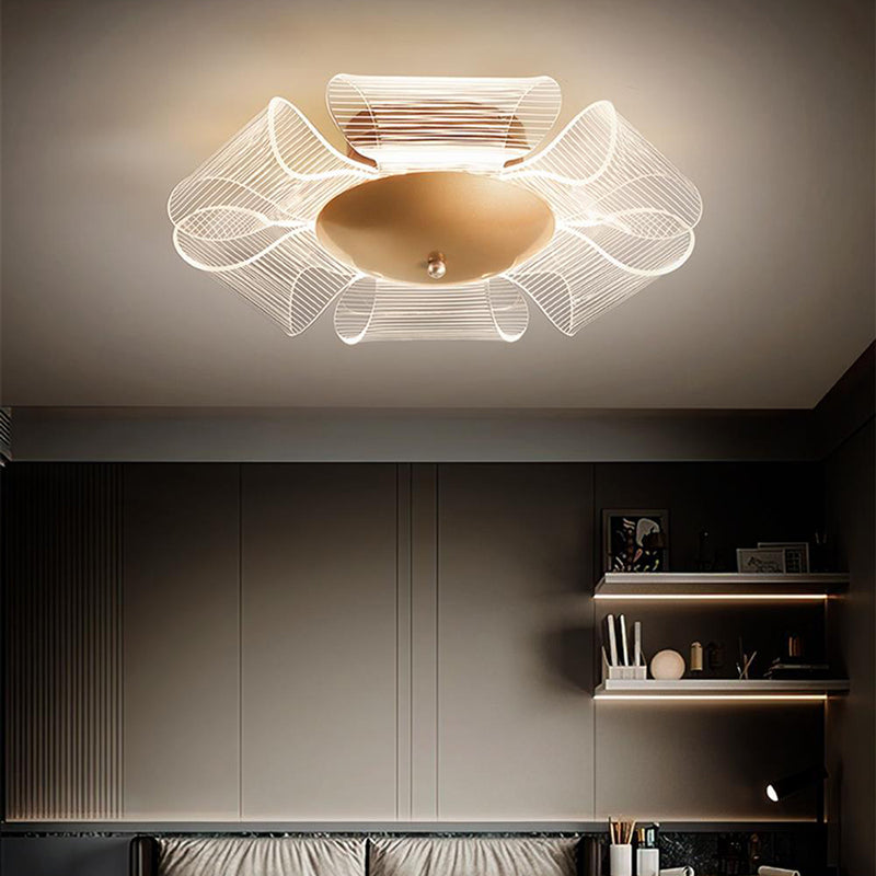 Luz de techo LED semi-empotrada de hierro acrílico de lujo contemporáneo para sala de estar 