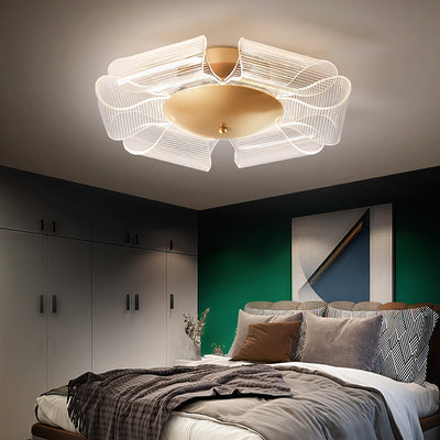 Luz de techo LED semi-empotrada de hierro acrílico de lujo contemporáneo para sala de estar 