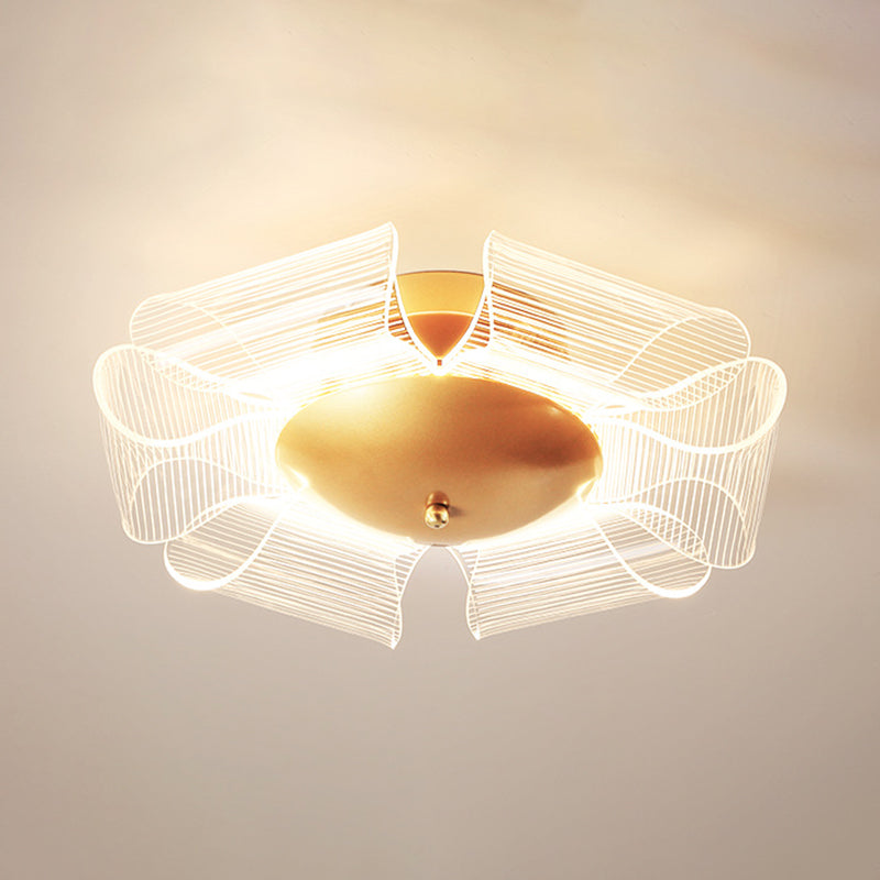 Contemporary Luxury Flower Acrylic Iron LED Semi-Flush Mount Ceiling Light For Living Room