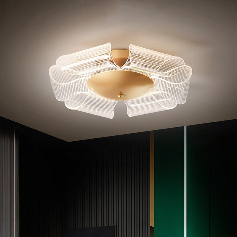 Luz de techo LED semi-empotrada de hierro acrílico de lujo contemporáneo para sala de estar 