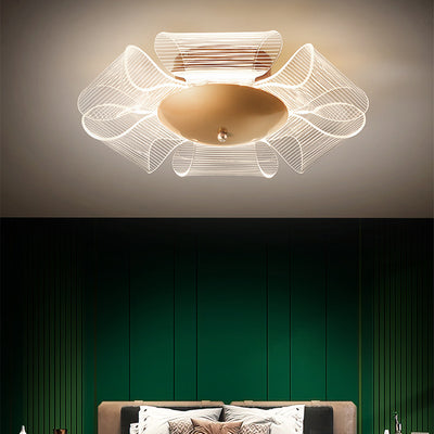 Luz de techo LED semi-empotrada de hierro acrílico de lujo contemporáneo para sala de estar 