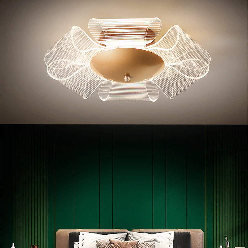 Luz de techo LED semi-empotrada de hierro acrílico de lujo contemporáneo para sala de estar 
