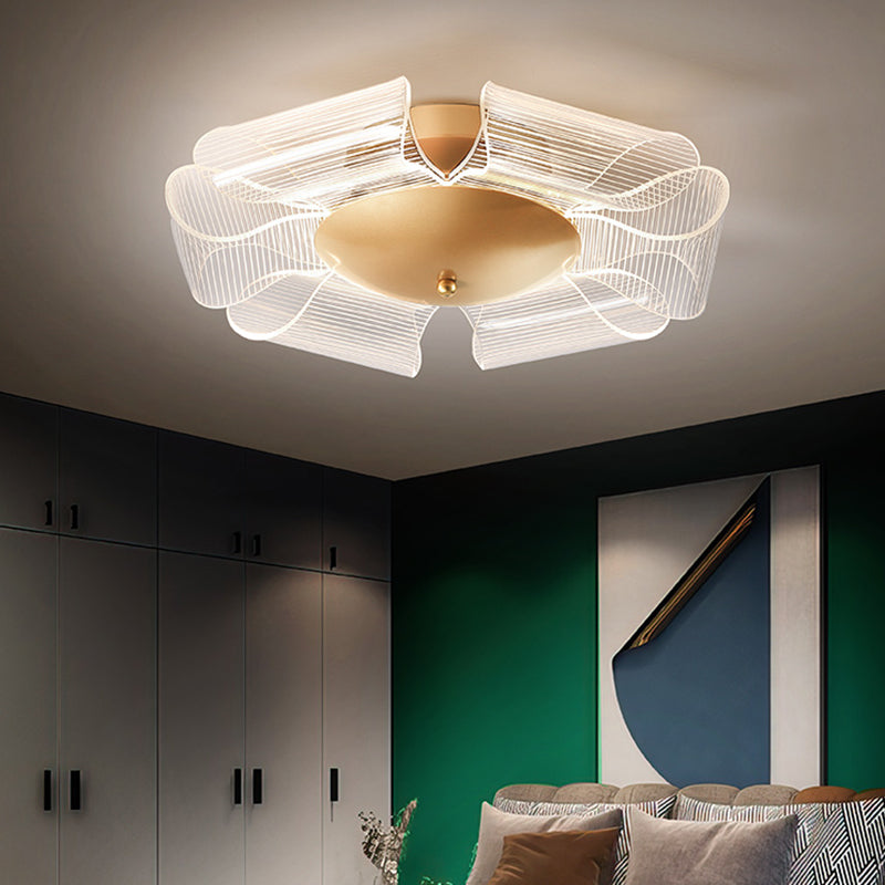 Luz de techo LED semi-empotrada de hierro acrílico de lujo contemporáneo para sala de estar 